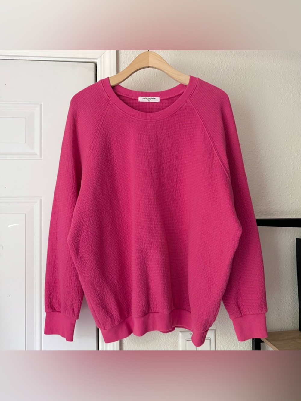 PERFECTWHITETEE pink cotton crew neck chunky oversized pullover‎ sweater